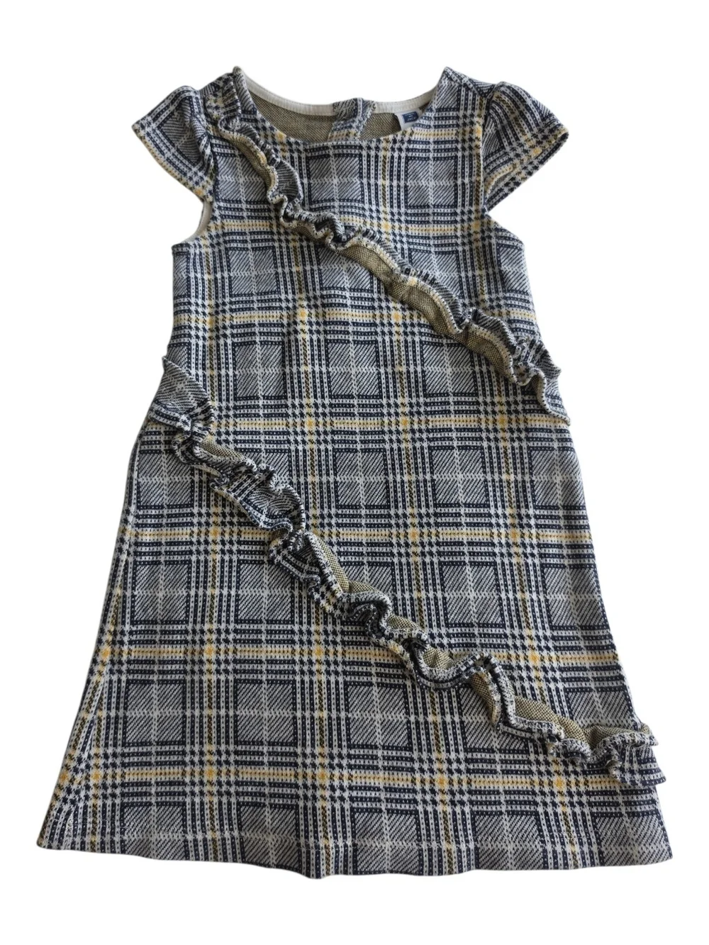 JANIE AND JACK | Plaid Ruffle Cap Sleeve Cotton Sweater Dress Preppy Fall | 4